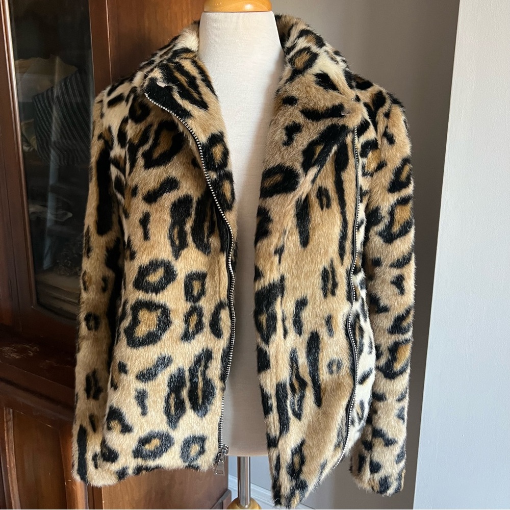 Faux Fur Leopard INC Moto Jacket